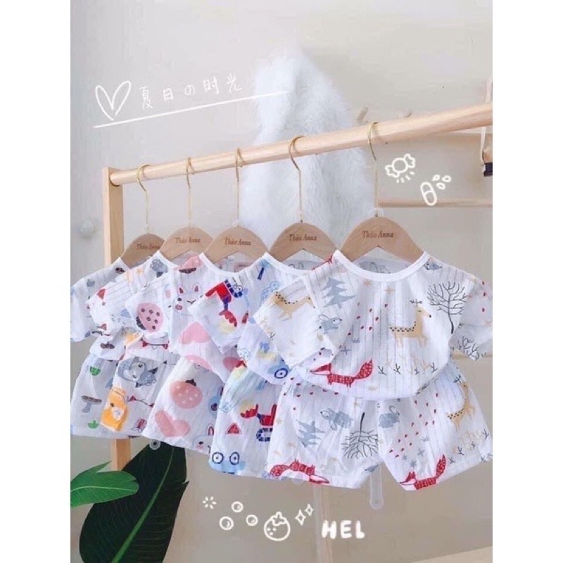 Bộ cotton giấy cộc tay cho bé trai bé gái