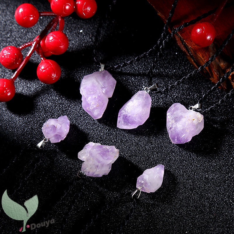 Mặt Vòng cổ Đá Thạch Anh Tím Tự Nhiên Làm Trang Sức Thời Trang