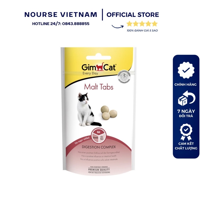 Gimcat Malt Tabs - Viên nhai hỗ trợ tiêu và ngừa búi lông (40gr)