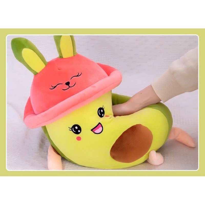 Gấu Bông Bơ Mũ Thỏ Mềm Mịn - Quả Bơ Bông - Gấu Bông Mina