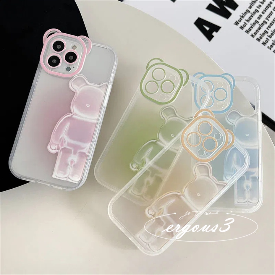 Ốp Điện Thoại Mềm Màu Kẹo Hình Gấu Cho iPhone 14 13 12 11 Pro Max SE2020 X XR Xs Max 7 8 6 6s Plus