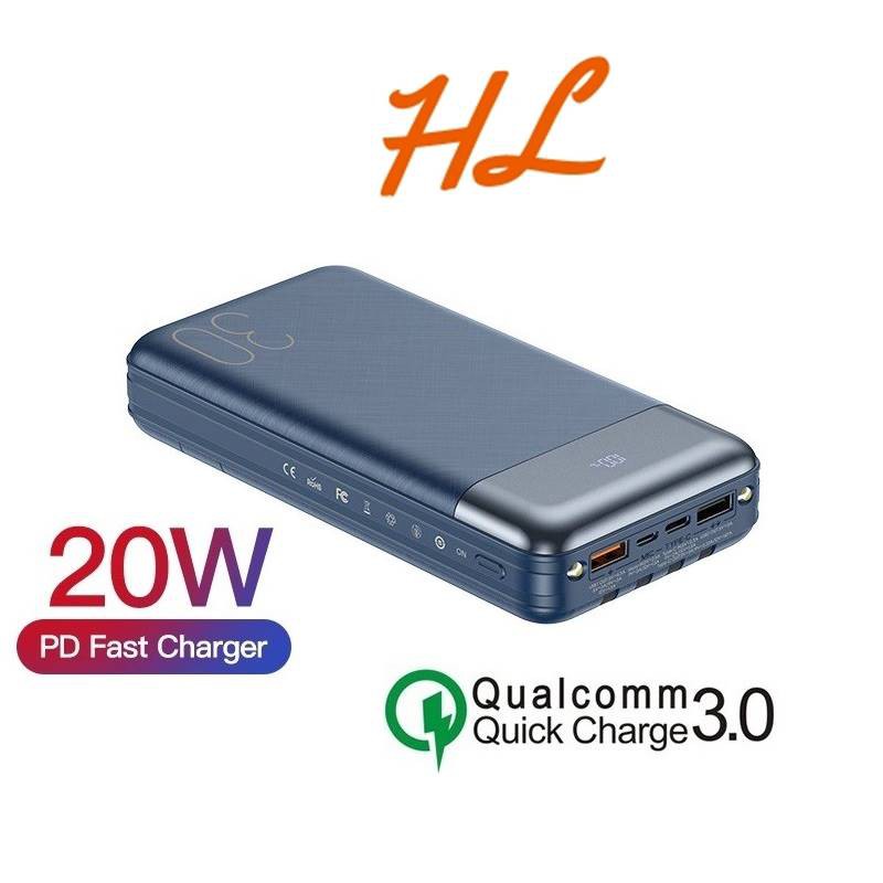 Pin sạc dự phòng Remax RPP-199 30000mAh QC22.5W PD20W, 3 Inputs 6 Outputs, lõi Li-Polymer (Xanh) - Hưng Long PC