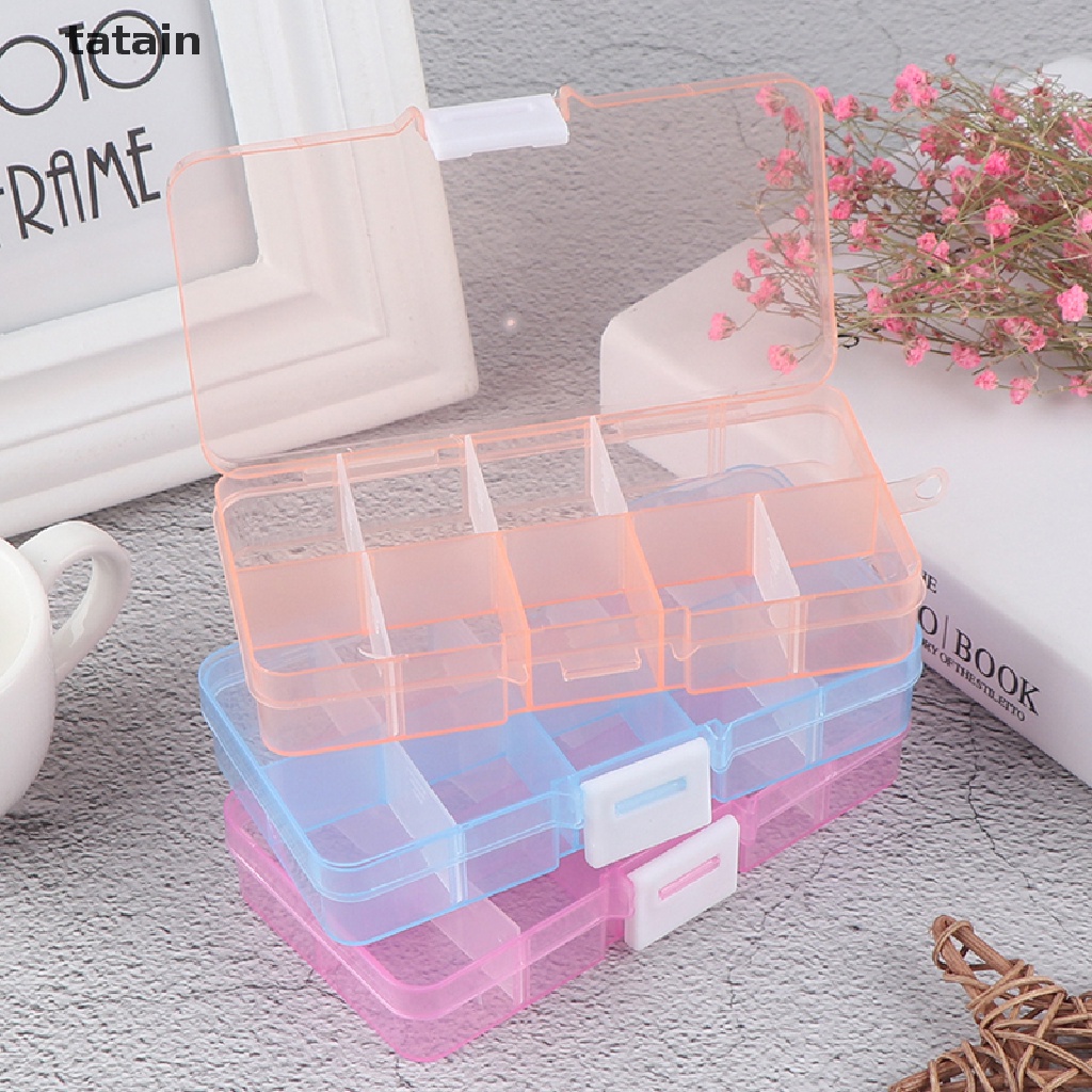 [TAT] Adjustable 10 Compartment Plastic Storage Box Jewelry Screw Organizer Container CVX
