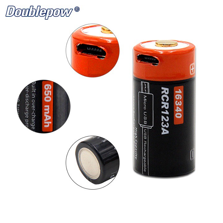 Pin Sạc 650mAh 16340 - pin Doublepow CR123A