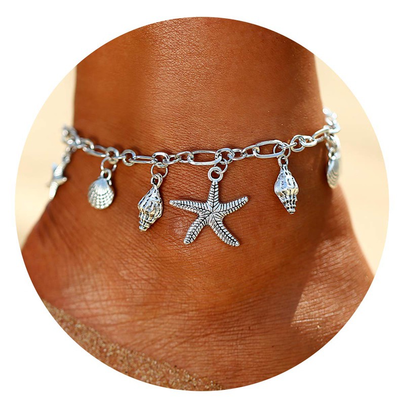 Starfish Turtle Multilayer Foot Jewelry For Women Ancient Silver | BigBuy360 - bigbuy360.vn