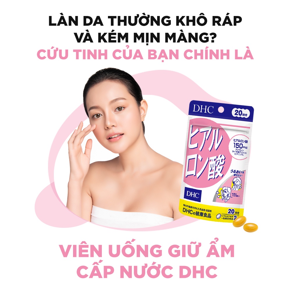 Combo viên uống DHC siêu cấp ẩm, sáng da, giảm mụn ( Hyaluronic Acid 30 Ngày - vitamin C 30 ngày )
