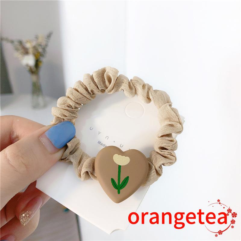 Dây buộc tóc trang trí hình trái tim hoạt hình phong cách Hàn Quốc dễ thương dành cho bé gái
