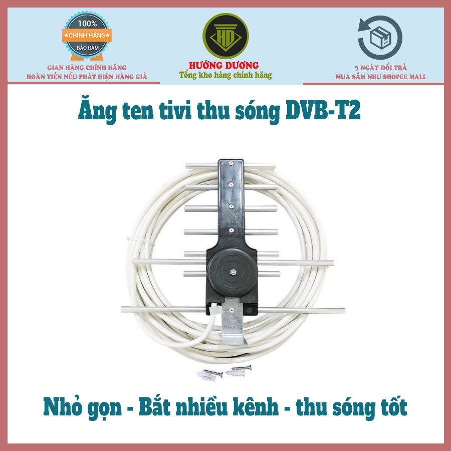 ăng ten tivi thông minh thu sóng DVB T2 kèm dây 12m-15m (Thực tế 8m- 13m)