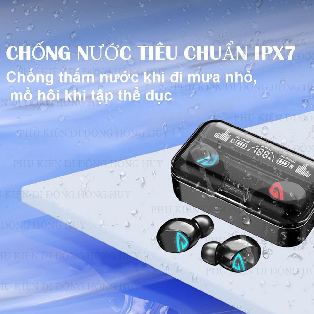 Tai nghe bluetooth S10 Pro V5.2 cao cấp, cảm ứng vân tay,  Chống nước tiêu chuẩn IPX7 , nghe nhạc 10h, kiêm sạc dự phòng