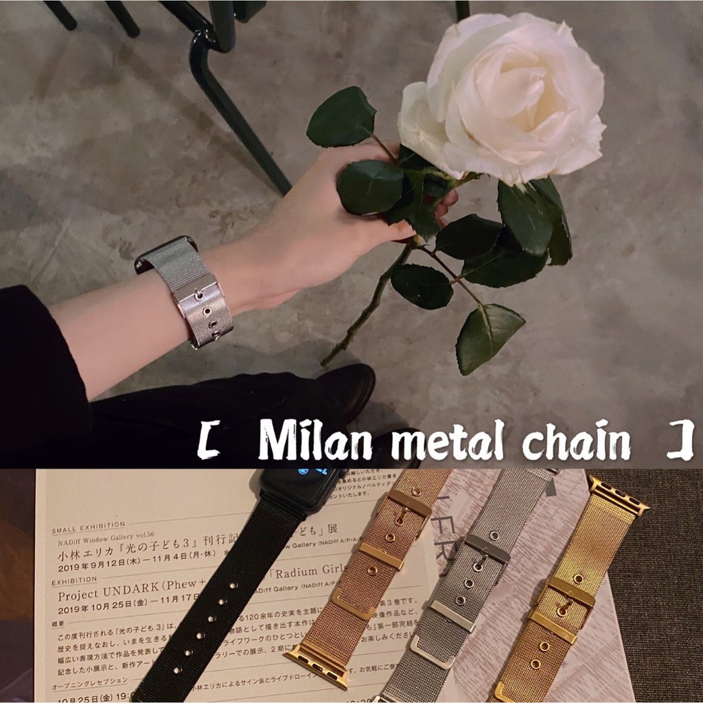Dây Đeo Milanese Khóa Kim Loại Cho Đồng Hồ Thông Minh Apple Watch 3 4 5 6 Se 38mm40mm 42mm 44mm