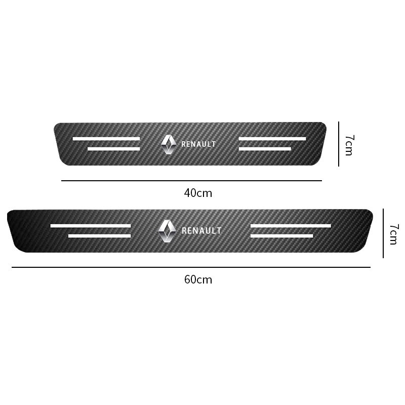 Set 4 Miếng Dán In Logo Bằng Sợi Carbon Chống Trượt Trang Trí Cửa Xe Hơi Renault Dust Megane 2 Logan Megane 3 Clio