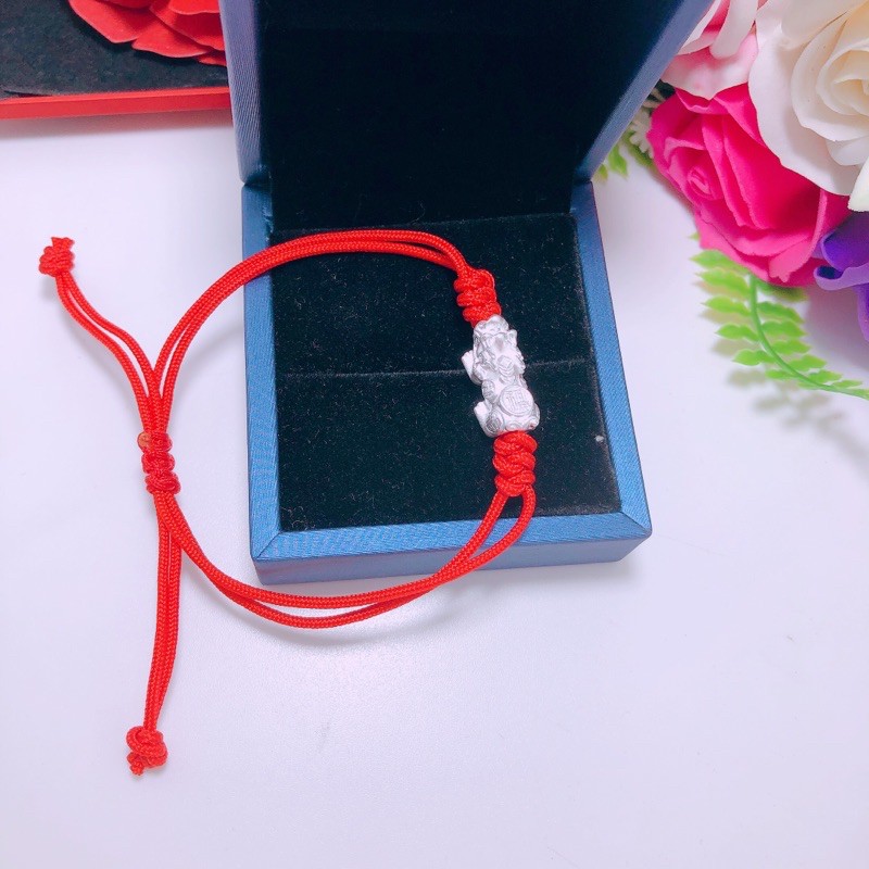 Vòng tay chỉ đỏ may mắn, vòng tay tỳ hưu bạc ta cao cấp, bibi silver