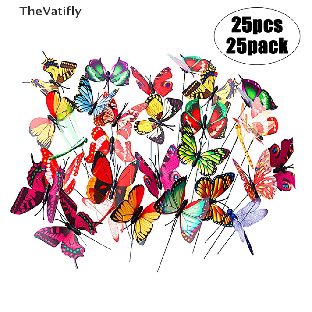 [Thevalifly] Set 25 Chậu Cây Hình Bướm Nhiều Màu Trang Trí Sân Vườn Ngoài Trời