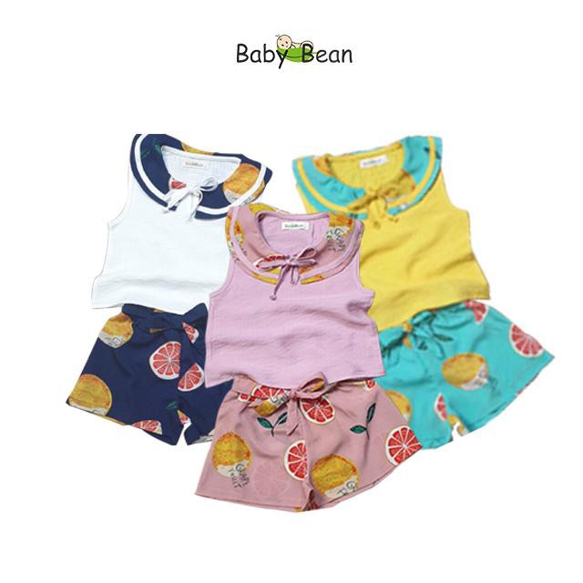 Đồ Bộ Đũi Tơ cổ Sen thắt Nơ Bé Gái BabyBean (8kg-40kg)