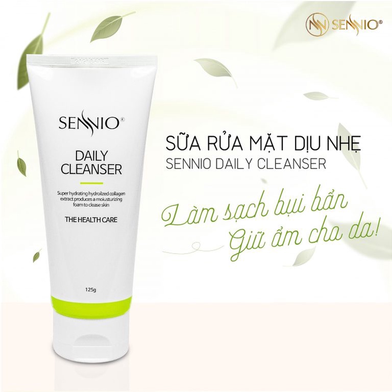 Sữa rửa mặt SENNIO tạo bọt trắng da dịu nhẹ dành cho da dầu mụn và nhạy cảm - sennio daily cleanser - 125gr