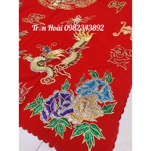 Khăn áo hầu đồng - bộ khăn phủ diện , khăn tấu hương rồng phượng thêu kim sa và chỉ ngũ sắc
