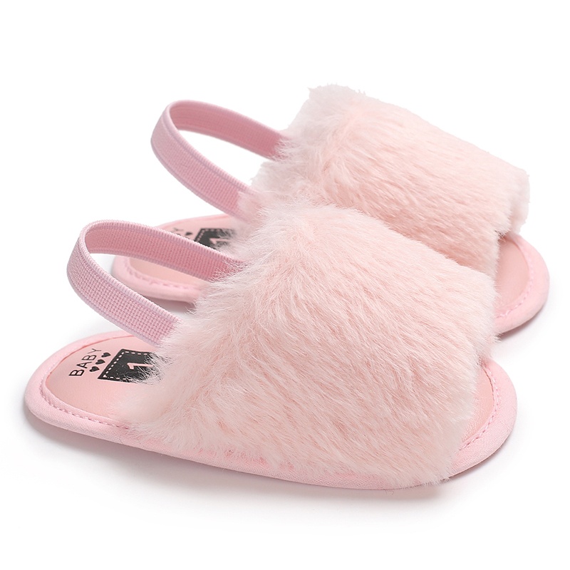 Sandal Lông Nhung Đế Mềm Chống Trượt Cho Bé Gái