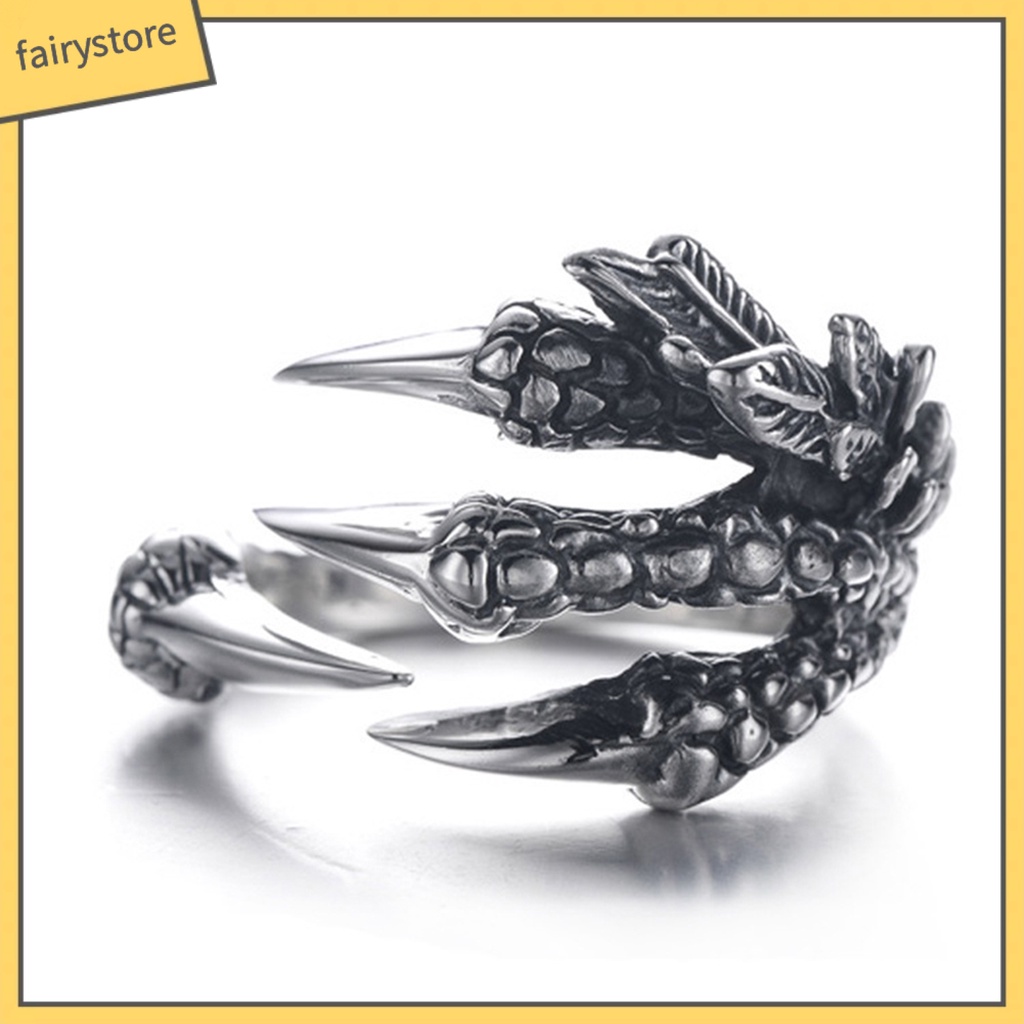 Nhẫn Thép Titan Hình Móng Vuốt Rồng Thiết Kế Ấn Tượng