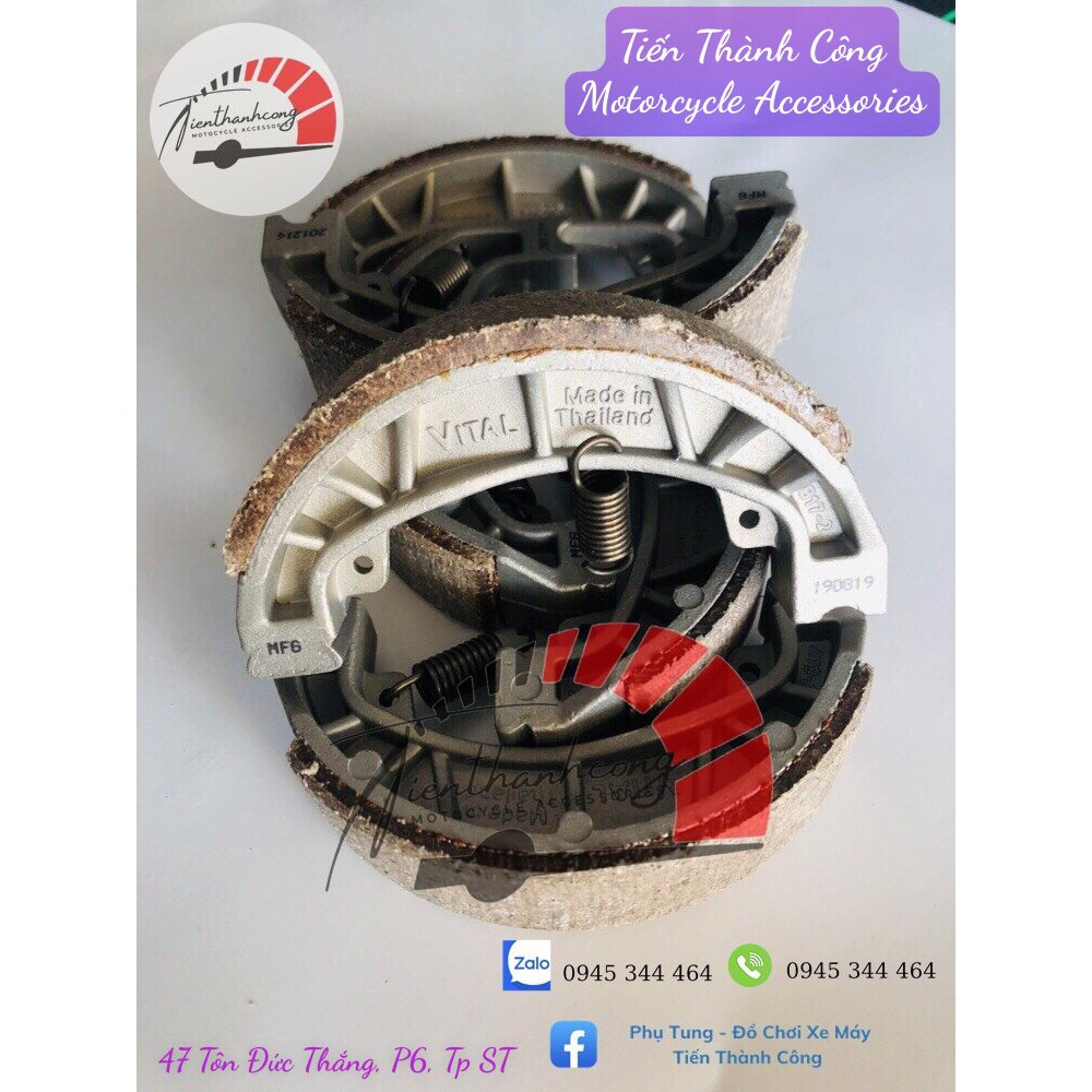 Bố thắng đùm/Má phanh xe Dream/Wave/RS/Future V1, Neo, X, 125/Blade  thương hiệu Vital  kèm lò xo.