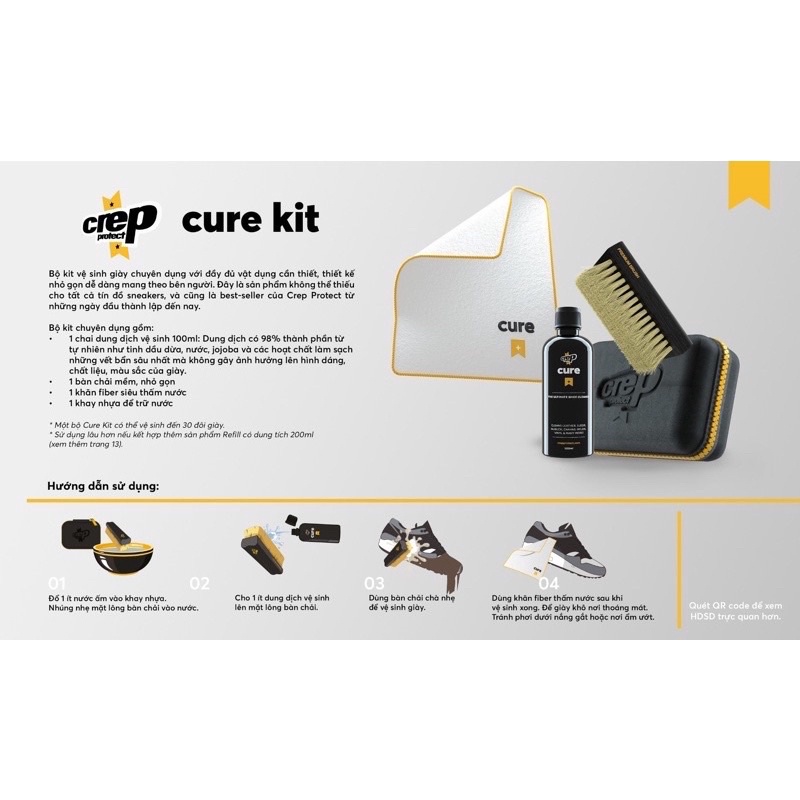 Bộ Kit Vệ Sinh Giày Sneaker, Giày Da, Giày Cao Gót Crep Protect Cure Kit (100ml).