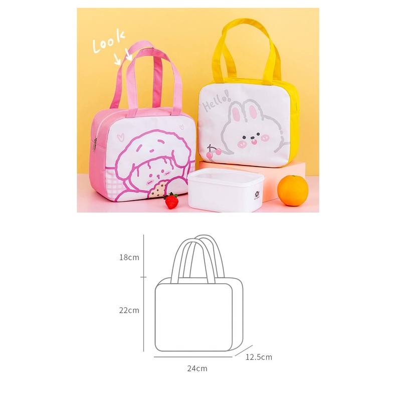 [Nhiều Mẫu] Túi giữ nhiệt họa tiết hoạt hình dễ thương vải Oxford cao cấp chống thấm #T11-1