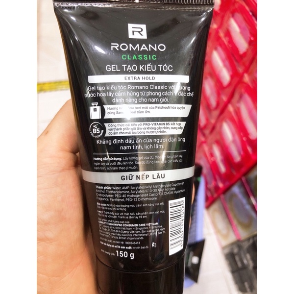 [Mới] Gel tạo kiểu tóc Romano Classic hương nước hoa giữ nếp lâu, siêu cứng 150g