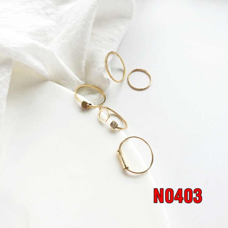 Nhẫn nữ combo nhiều chiếc đeo thay đổi kiểu  N04T2