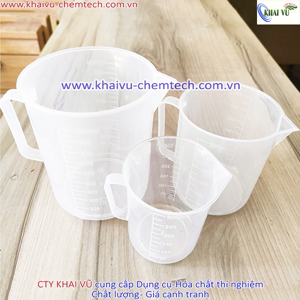 Ca ly đong nhựa CHIA VẠCH NỔI GÂN TRẮNG 100ml 300ml 600ml 1000ml đo thể tích