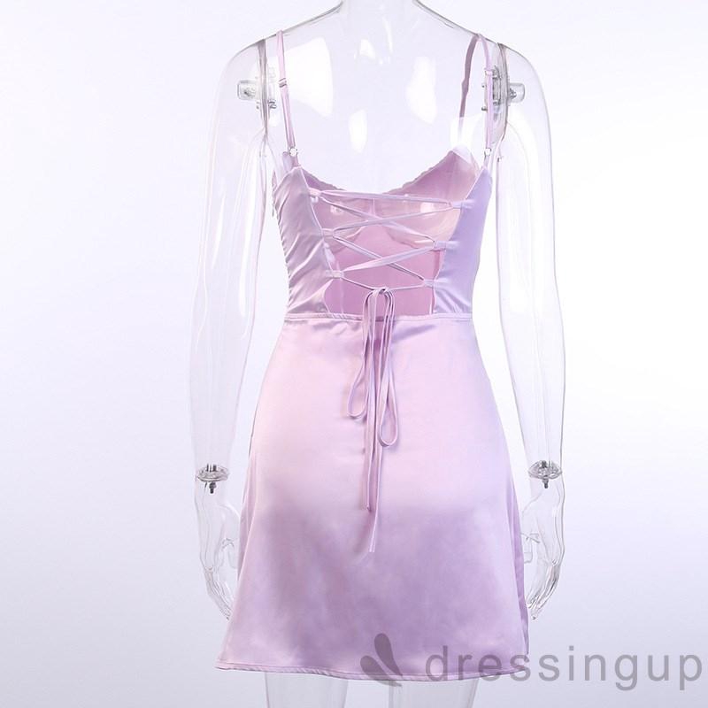 Đầm 2 dây satin thiết kế hở lưng quyến rũ | BigBuy360 - bigbuy360.vn