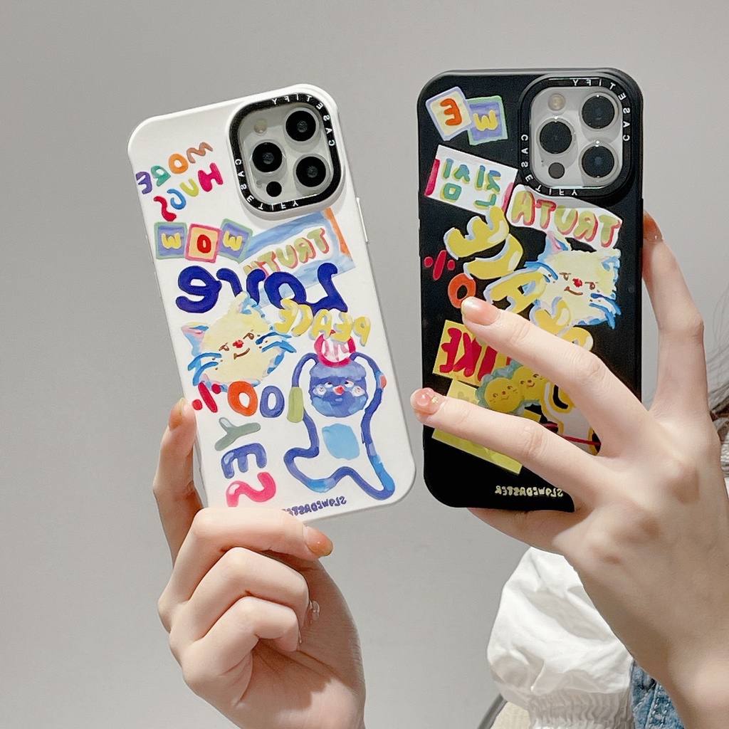 Ốp Điện Thoại Chống Sốc Họa Tiết Trắng Đen Cho iPhone 14 / 13 / 12 / 11 / X / 8 / 7P