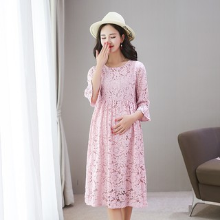 Đầm bầu Đẹp+_ Đầm ren dáng suông dài RNT7001
