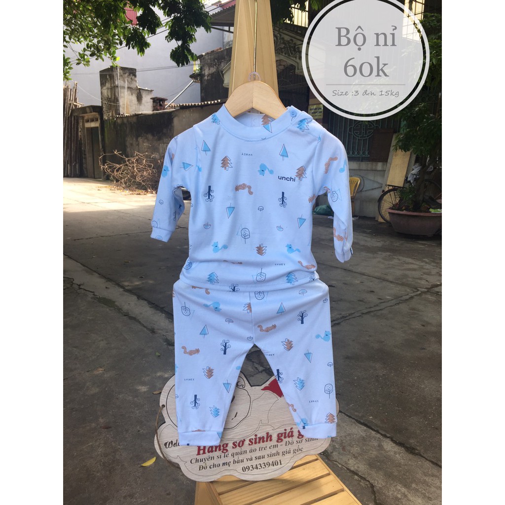 Bộ nỉ Unchi HOA VĂN chui đầu cài vai