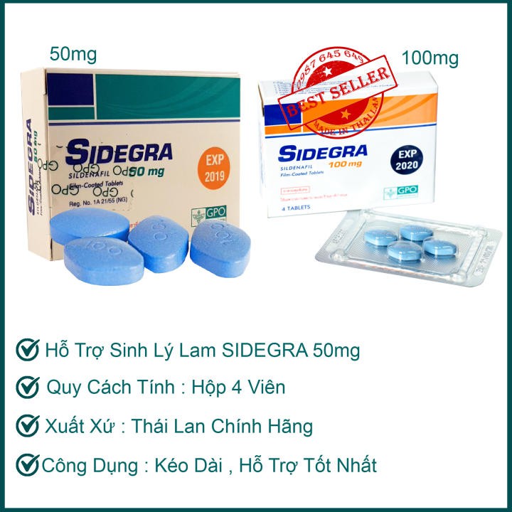 Hộp 4 Viên HỖ TRỢ SINH LÍ NAM SIDEGRA TăņG SỐ LẦN hàng nội địa THÁI LAN