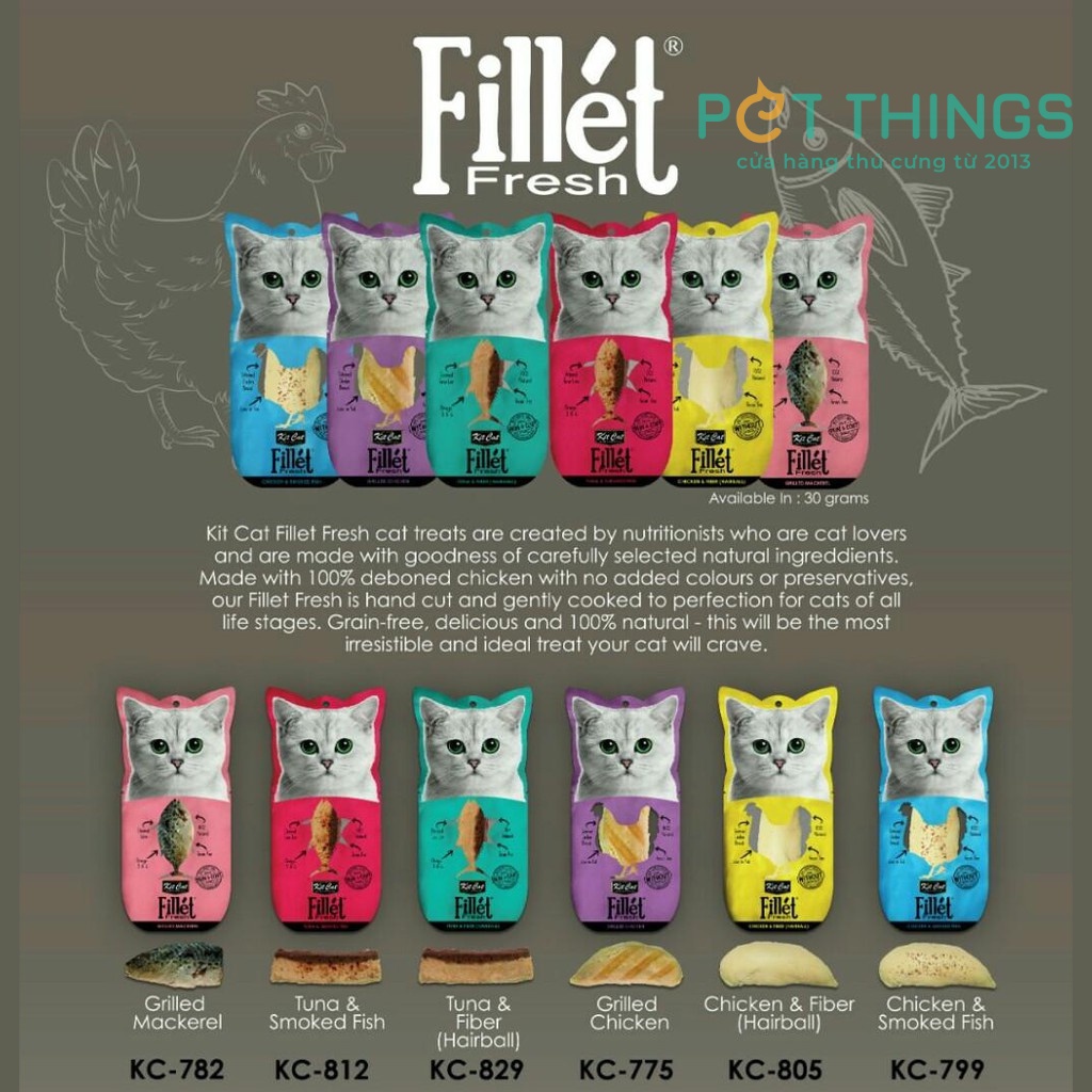 Ăn vặt cho mèo thịt nguyên miếng Kit Cat 30g Fillet