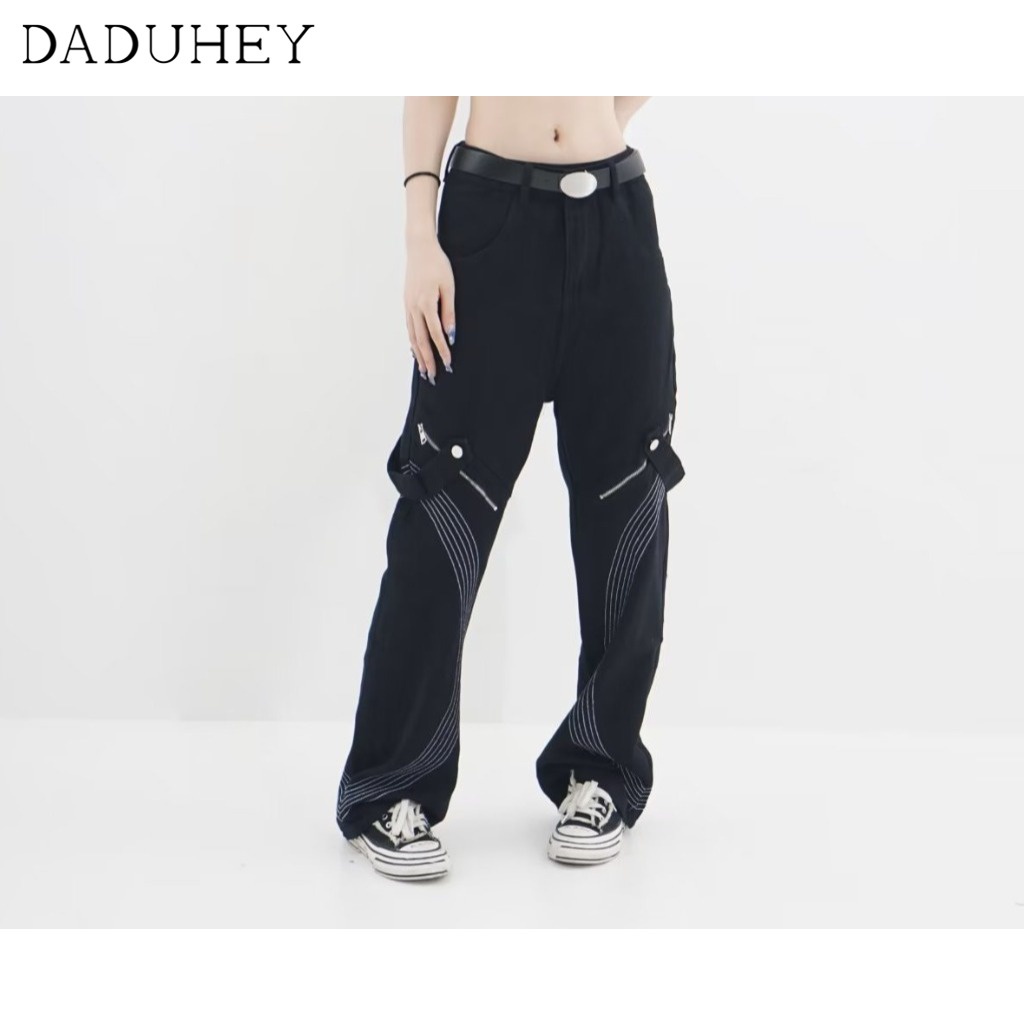 DaDuHey European and American High Street Straight Slightly Flared Jeans Men's Fashion Brand Hip Hop Hiphop Handsome Overalls