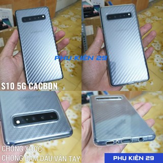 [Samsung S10 Plus/S10 5G] Dán lưng 3D chống xước vân Cacbon - Carbon