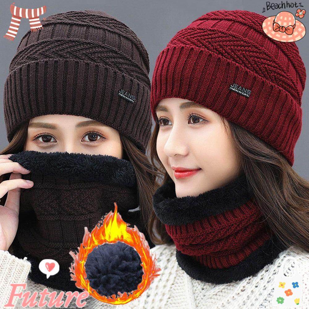 Mũ beanie Kết Hợp Khăn Choàng Mềm Mại Giữ Ấm Thời Trang Cho Nam Nữ