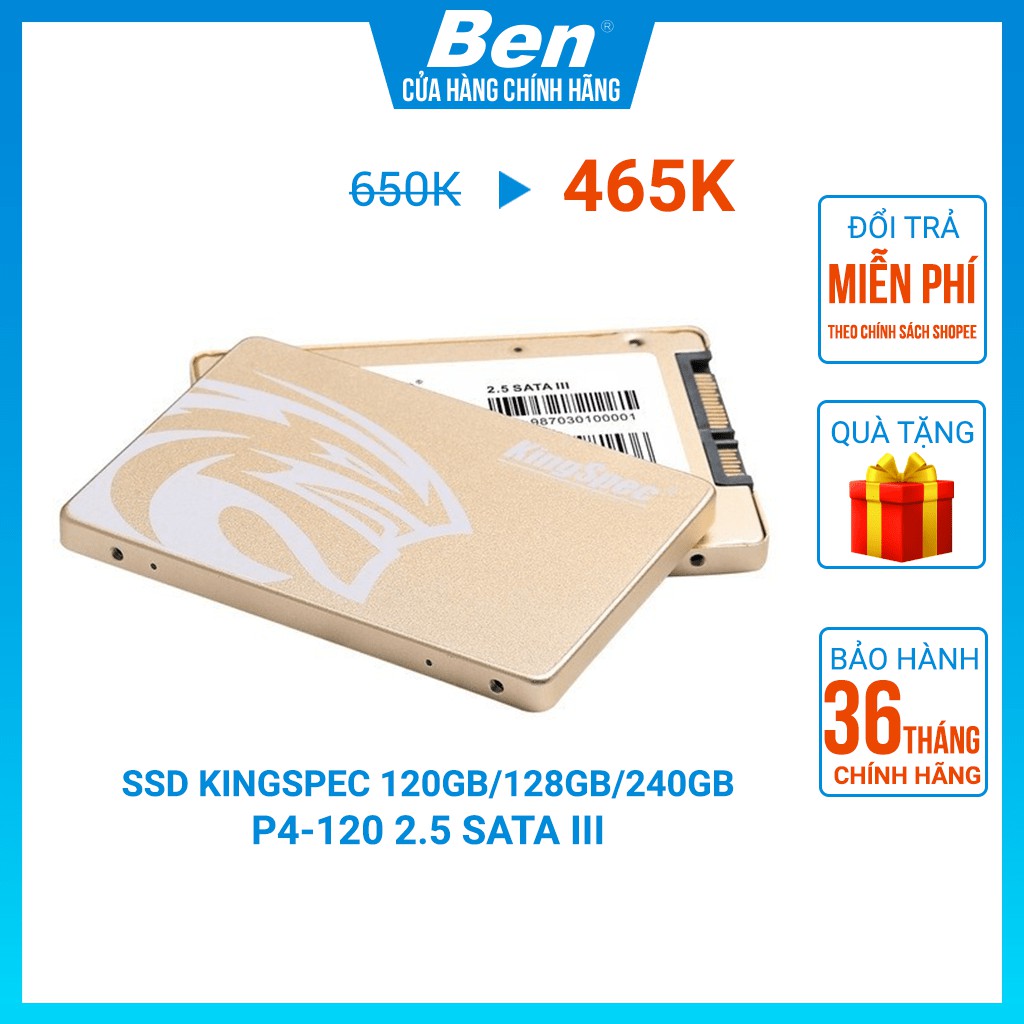 [Mã SKAMA07 giảm 8% đơn 250k]SSD Kingspec Kingfast 120GB/ 128GB / 240GB P4-120 2.5 Sata III cho máy tính, laptop