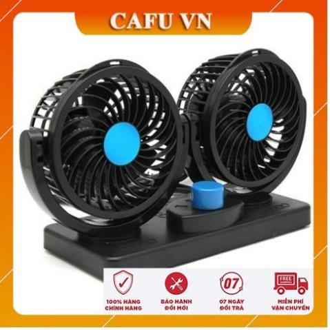 Quạt đôi ô tô quạt đôi mini 360 độ để trong ô tô, để bàn làm việc. - CAFU VN