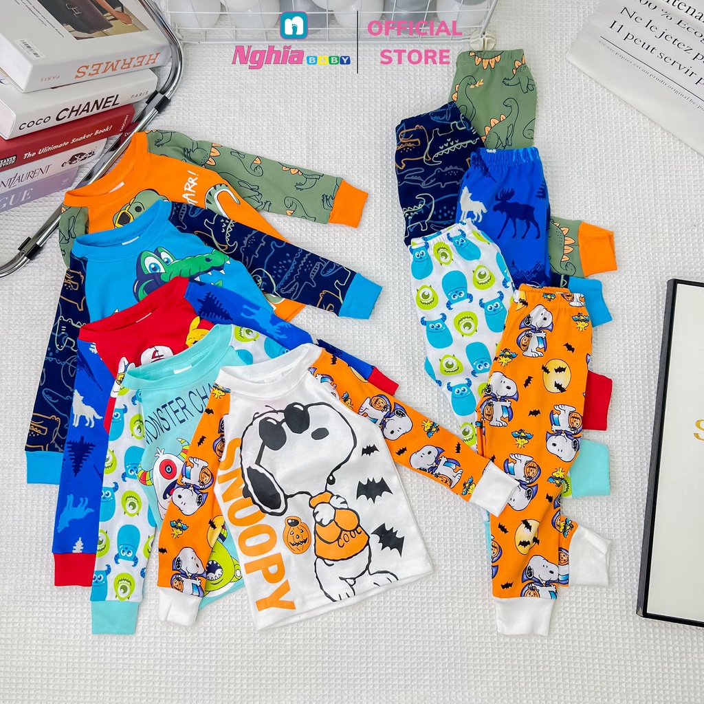 Đồ bộ dài bé trai - Bộ Quần áo dài tay bé trai - Đồ bộ dài tay cho bé trai chất bozip NGHĨA BABY dành cho bé từ 9-21kg