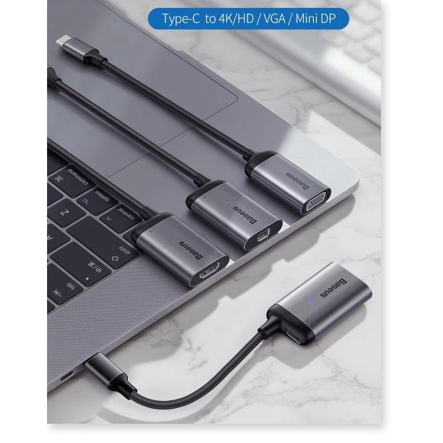 Hub Chuyển Đổi Type-C To VGA / HDMI / Mini DP (Màu Xám) Cho Macbook Pro Air Huawei Matebook - Thương Hiệu Baseus