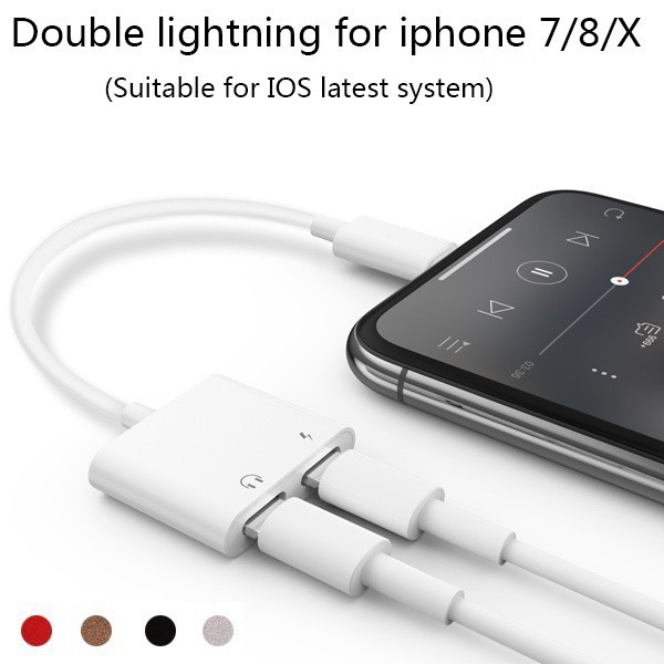 2 trong 1 Đèn flash đôi Sạc Âm nhạc Âm thanh Bộ chuyển đổi Cáp chuyển đổi Dành cho iPhone6 6S Plus 7 8 X XS MAX XR