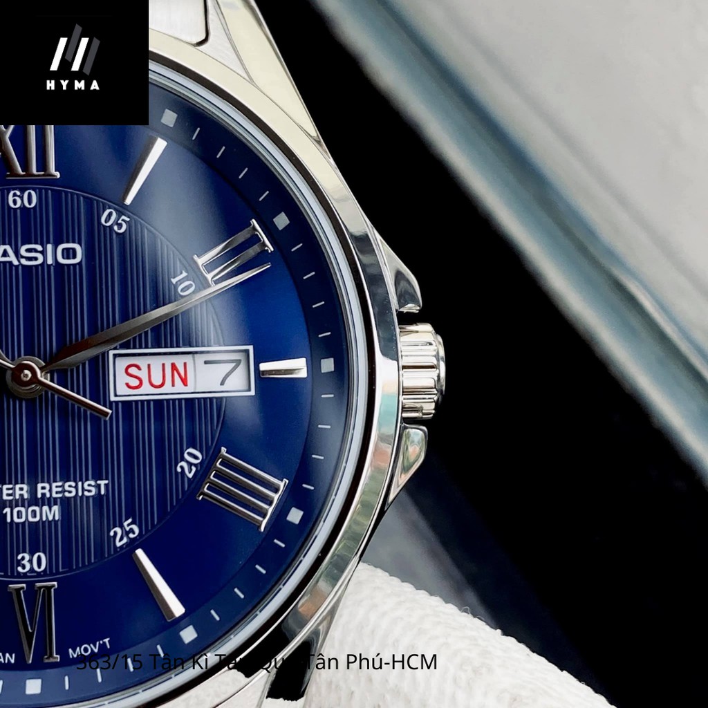 Đồng hồ nam dây thép sang trọng Casio MTP 1384D-2AV Mặt xanh Size 41mm chống nước 10ATM Bảo hành 1 năm Hyma watch | BigBuy360 - bigbuy360.vn
