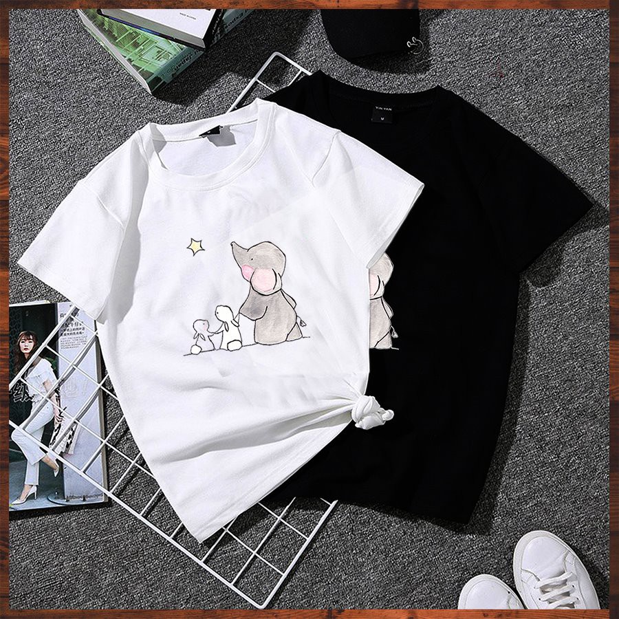 Áo thun tay lỡ form rộng in 3 chú gấu dễ thương vải dày mịn 2020TN1015