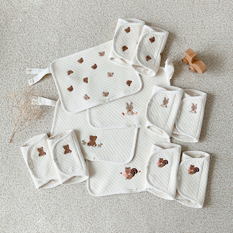 Khăn Yếm Đeo Ngực / Hông Bằng Cotton Trơn Phong Cách Hàn Quốc Cho Bé
