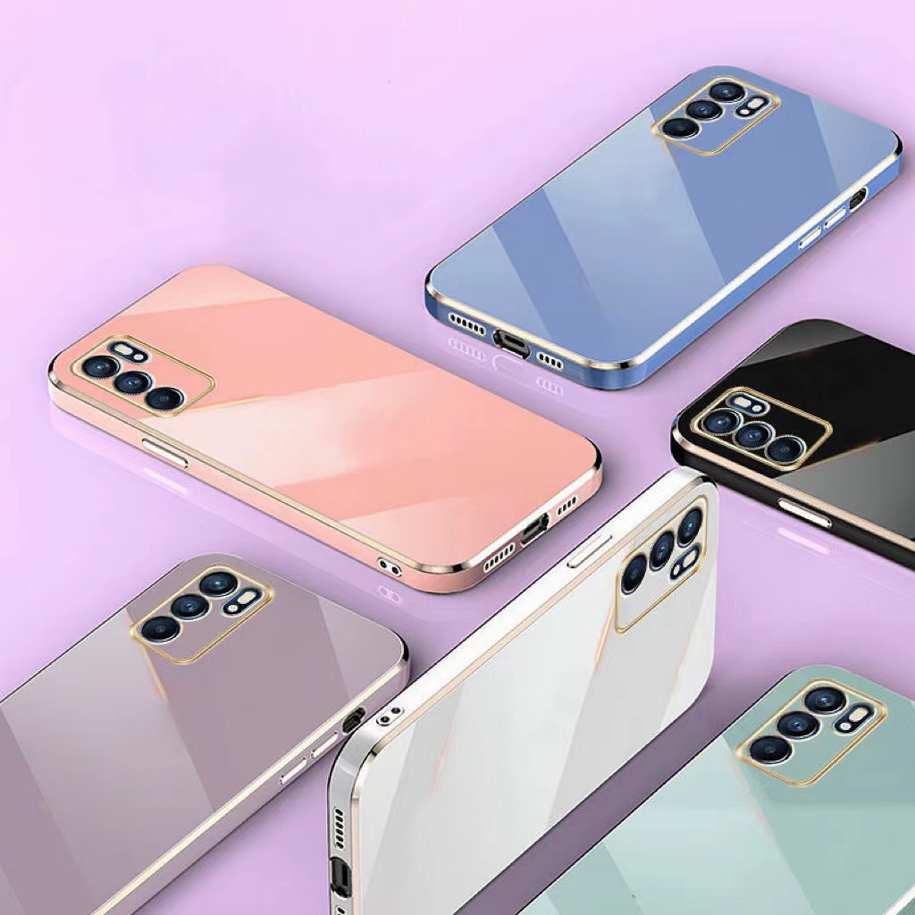 Ốp lưng Điện Thoại Viền Vuông Mạ Sang Trọng Cho OPPO Reno 6 5 5Z 5F A17 Reno6 Reno5 Pro 4G 5G 2022