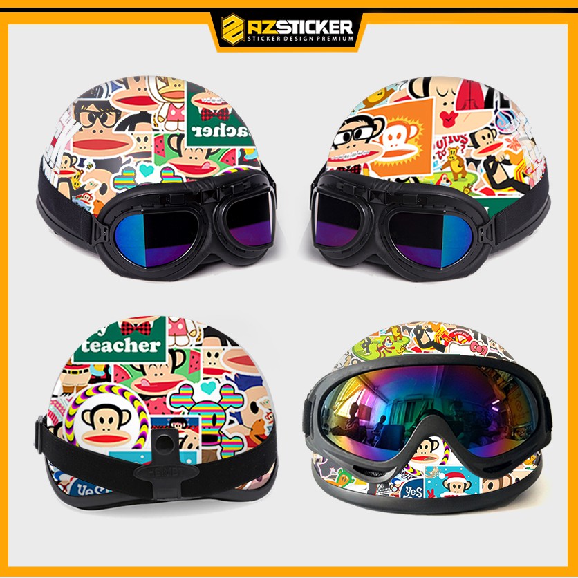 Sticker Chủ Đề Con Khỉ Cute Dán Trang Trí Mũ Bảo Hiểm Bình Nước Bình Sữa Laptop | STK49 | Hình Dán Cao Cấp Chống Nước
