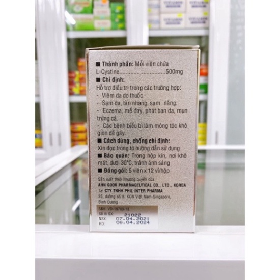 Viên uống L-CYSTINE 500mg đẹp da, giảm thâm nám hiệu quả hộp 60 viên