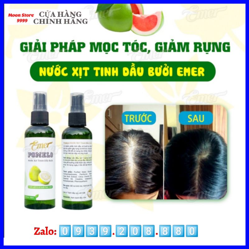 Combo 3 chai xịt mọc tóc tinh dầu bưởi Emer Pomelo - giúp mọc tóc, giảm gãy rụng, nuôi tóc chắc khoẻ, phục hồi