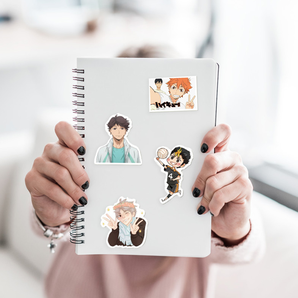 flowersqueen Set 100 miếng dán họa tiết Haikyuu làm bằng PVC không thấm nước